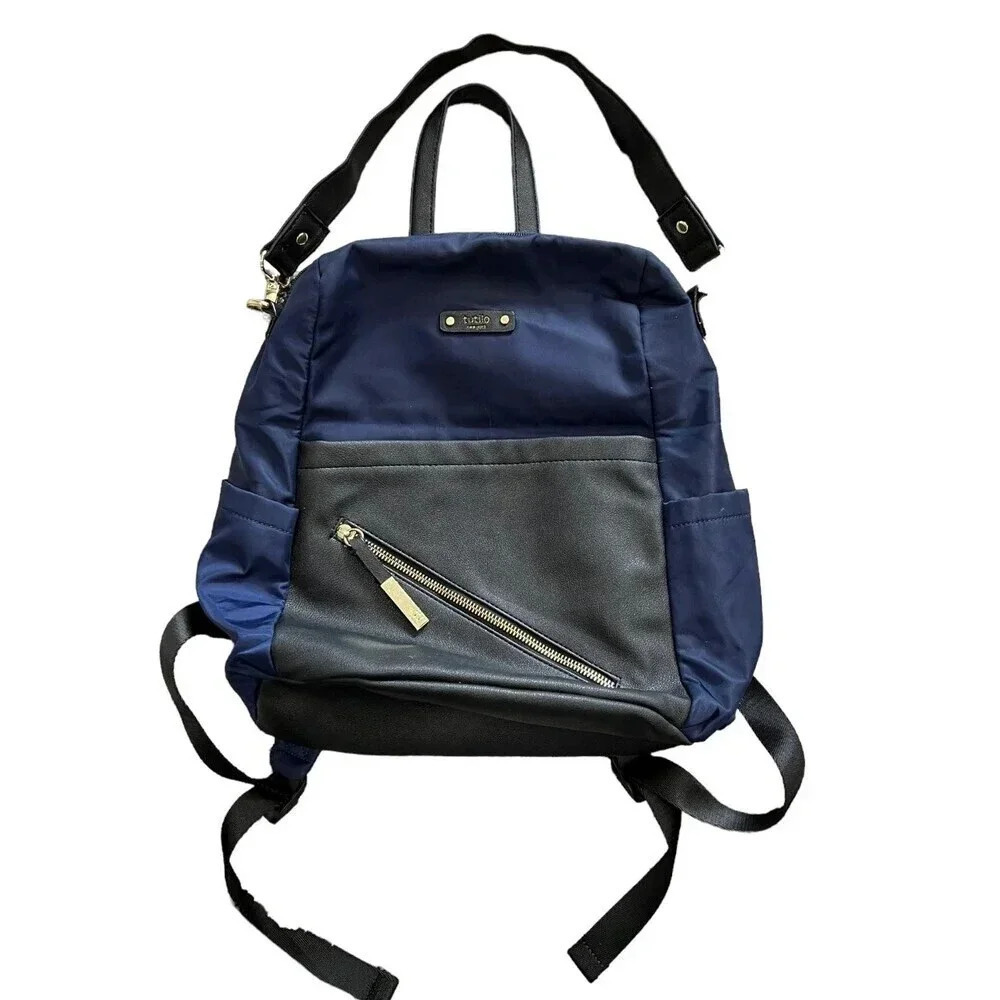 Tutilo New York Navy Vegan Contrast Nylon Backpack